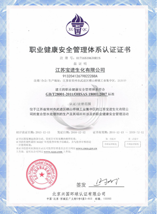 職業(yè)健康安全管理體系認證證書(shū)